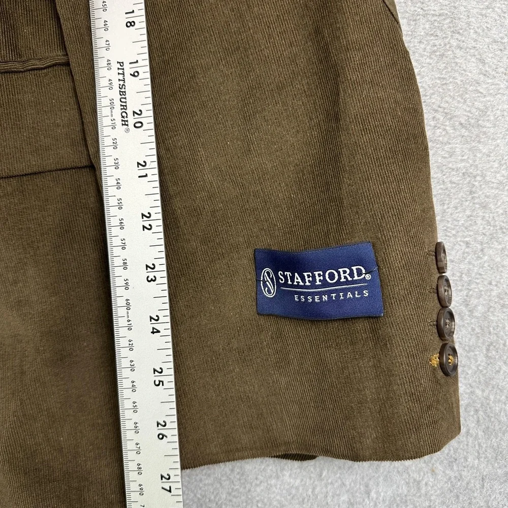 Stafford Sport Coat Blazer Mens 48R Elephant Taupe Corduroy Classic Fit Jacket
